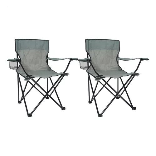 Kit of 2 Folding Fishing Camping Beach Chairs with Bag
