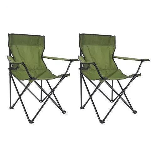 Kit of 2 Folding Fishing Camping Beach Chairs with Bag
