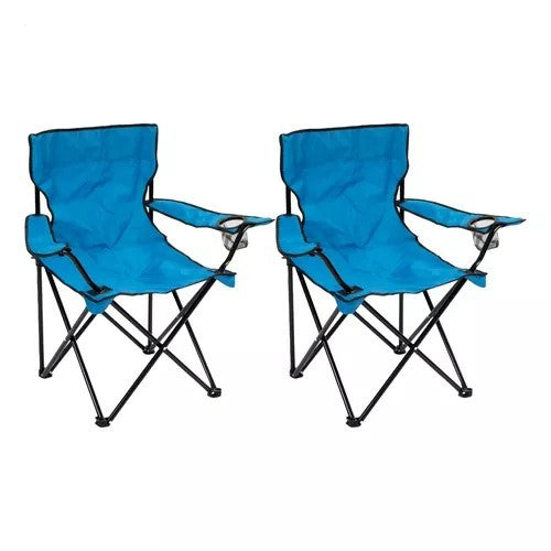 Kit of 2 Folding Fishing Camping Beach Chairs with Bag