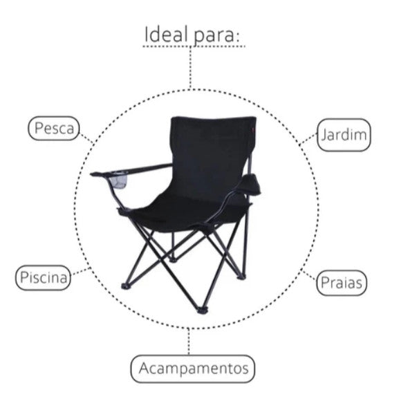 Folding Chair with Cup Holder for Fishing Beach Camping with Bag