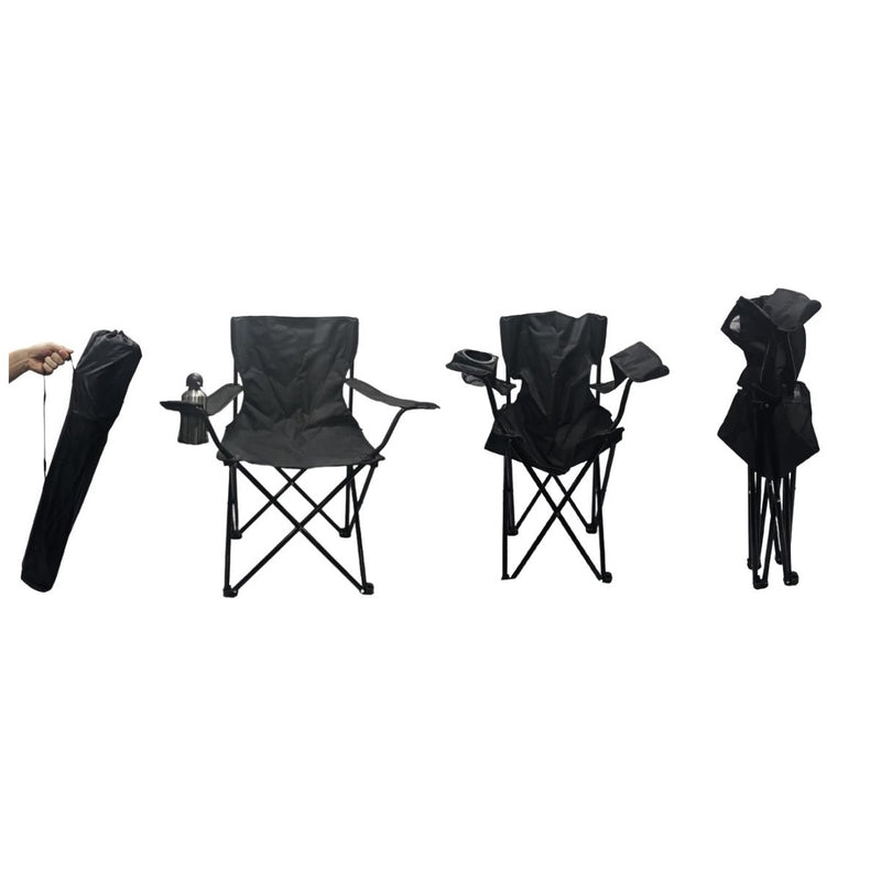 Portable Folding Chair with Cup Holder and Carrying Bag for Camping and Fishing