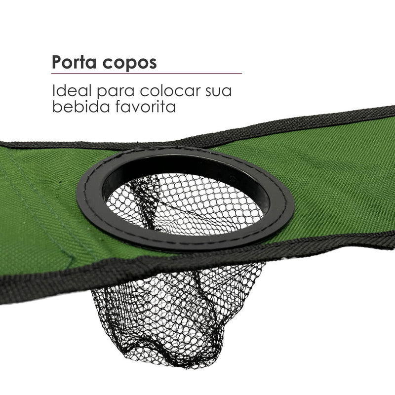 Green Folding Portable Camping Chair with roof, awning, cup holder, supports up to 150 kg