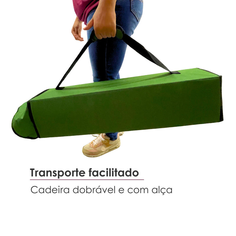 Green Folding Portable Camping Chair with roof, awning, cup holder, supports up to 150 kg
