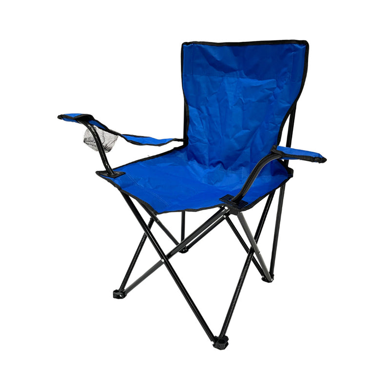 Blue Camping Fishing Beach Folding Chair with Cup Holder and Bag Supports up to 150kg